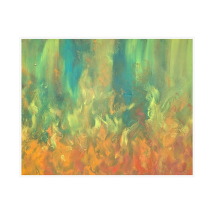 Abstract Sunset Campfire Matte Poster — Horizontal Wall Art