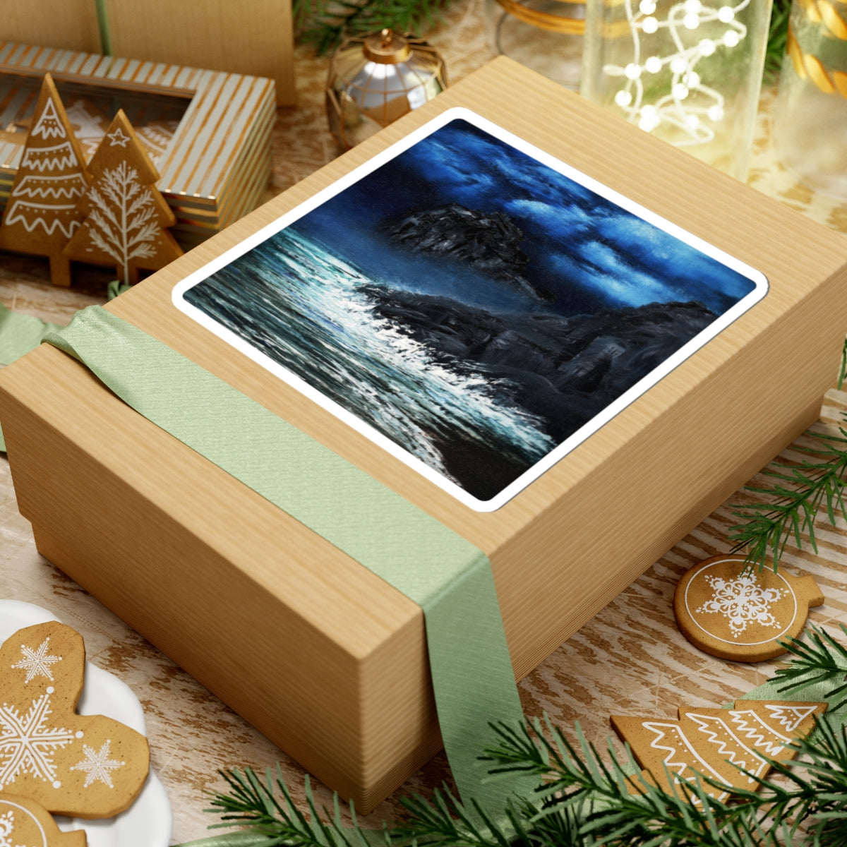 Ocean Nightscape Sticker — Moody Seascape Kiss-Cut Decal for Laptops & Journals