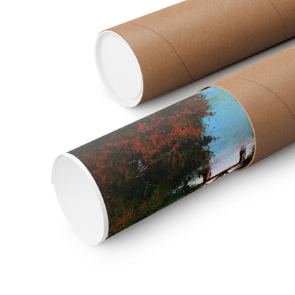 River Bridge Landscape Poster — Matte Vertical Wall Art