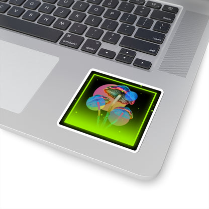 Psychedelic Neon Mushroom Sticker - Kiss-Cut Laptop Decal