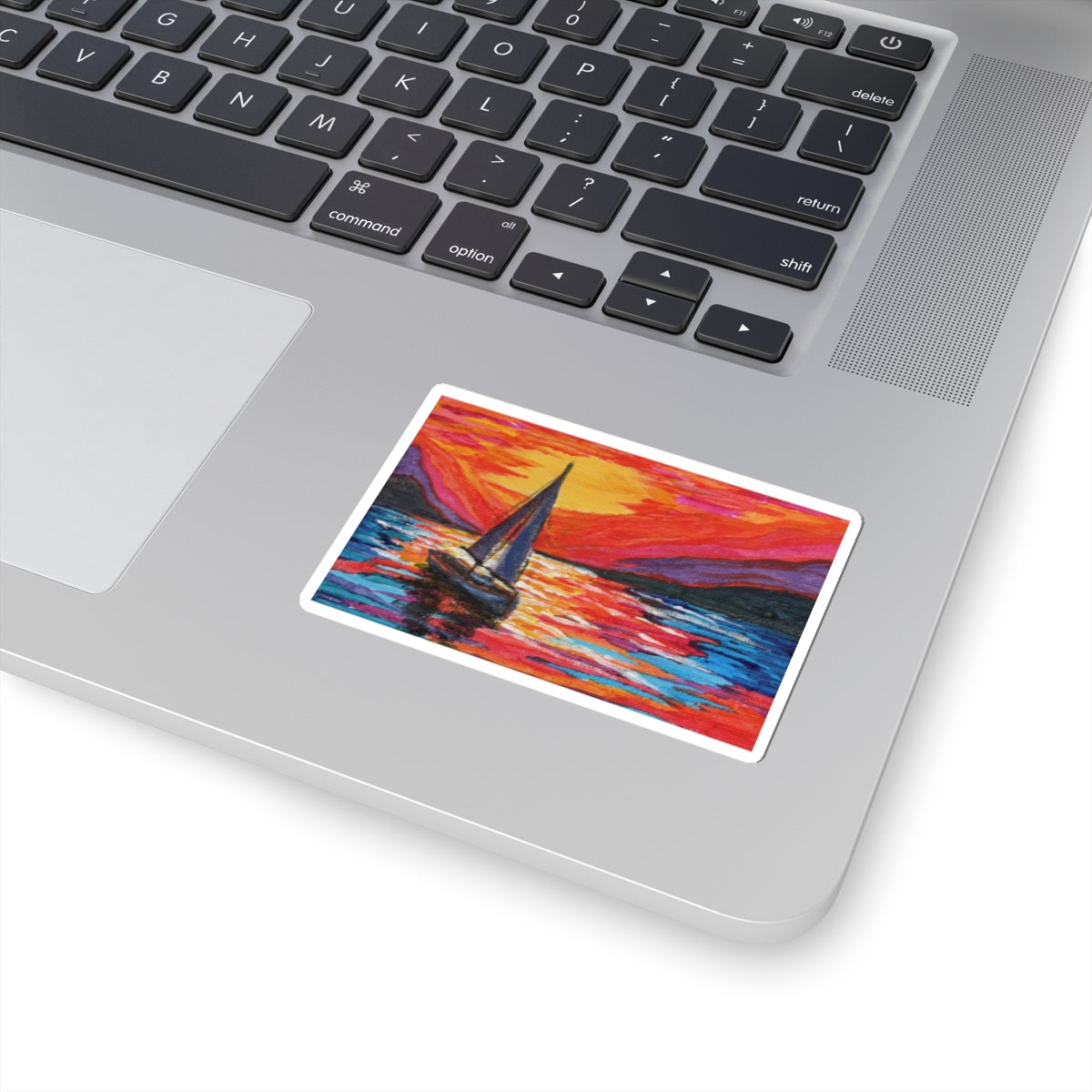 Sailboat Sunset Sticker — Colorful Ocean Scenic Kiss-Cut Decal