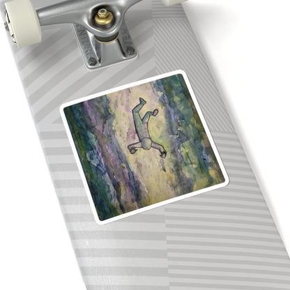 Ethereal Watercolor Wanderer Sticker — Abstract Sunset Figure Kiss-Cut Sticker