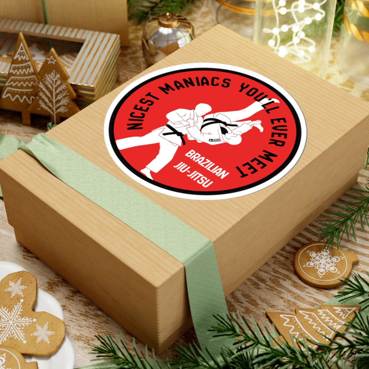 Brazilian Jiu-Jitsu Sticker — "Nicest Maniacs You'll Ever Meet" Kiss-Cut