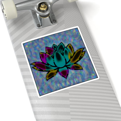 Lotus 'Breathe' Sticker — Holographic Meditation Kiss-Cut Sticker