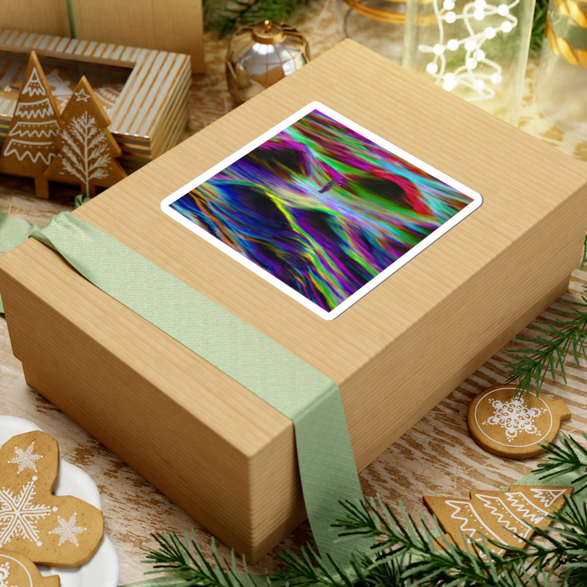 Psychedelic Waves Kiss-Cut Sticker — Colorful Abstract Ocean Vibes