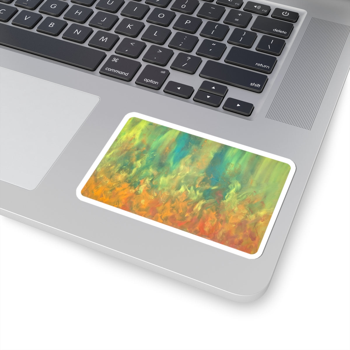 Colorful Fire Art Sticker – Abstract Oil Painting Vinyl Decal
