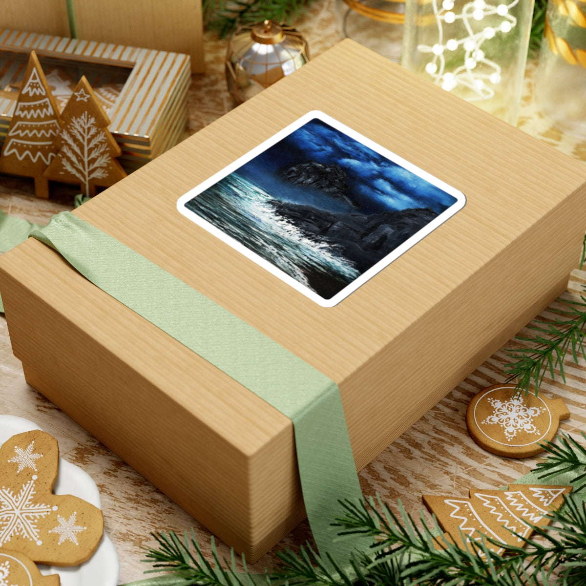 Ocean Nightscape Sticker — Moody Seascape Kiss-Cut Decal for Laptops & Journals