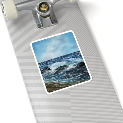 Ocean Waves Kiss-Cut Sticker — Scenic Coastal Sea Art Sticker