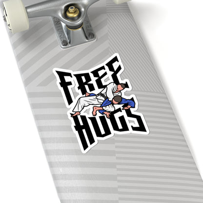 Free Hugs BJJ Sticker — Martial Arts Kiss-Cut Vinyl Decal
