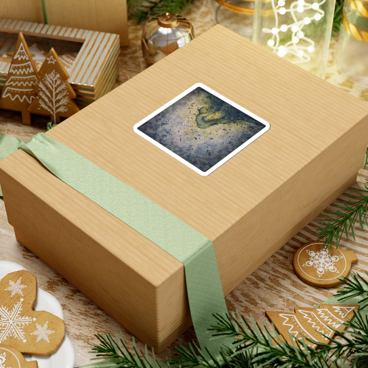 Watercolor Falling Figure Sticker – Art Sticker, Abstract Water Design