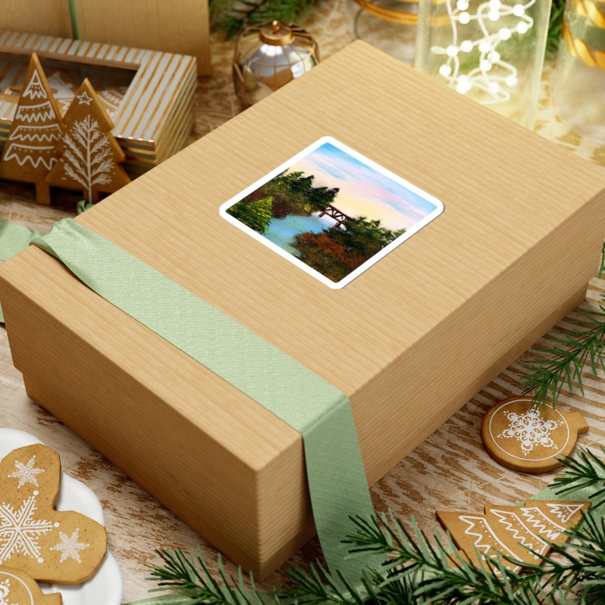 Autumn Landscape Sticker – Bob Ross‑Inspired Fall Art Vinyl Decal