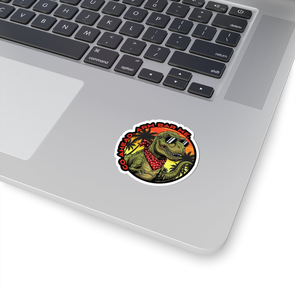 "Go Ahead, Arm Bar Me" Retro Beach Dino Kiss-Cut Sticker