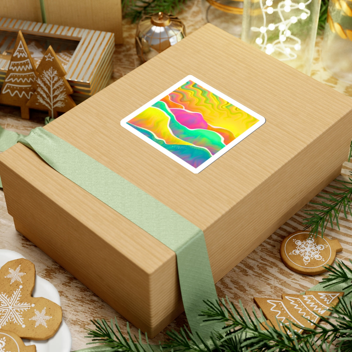 Psychedelic Rainbow Landscape Kiss-Cut Sticker