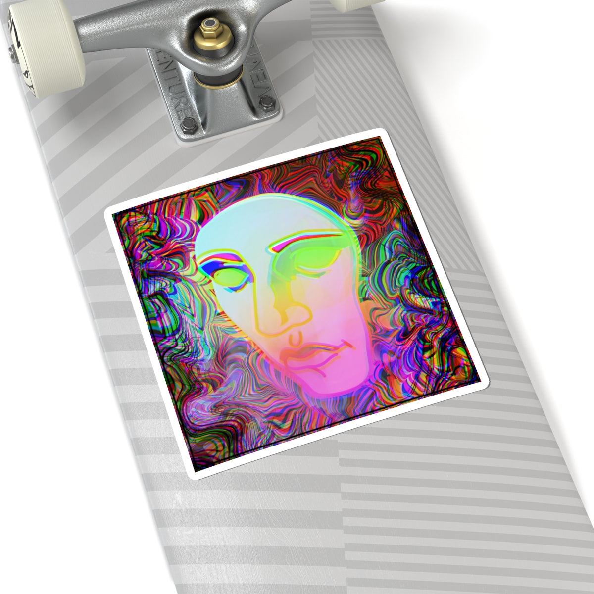 Psychedelic Face — Trippy Colorful Abstract Art Decal