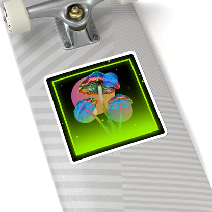Psychedelic Neon Mushroom Sticker - Kiss-Cut Laptop Decal