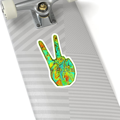 Psychedelic Peace Sign Sticker — Tie-Dye Kiss-Cut Vinyl Decal
