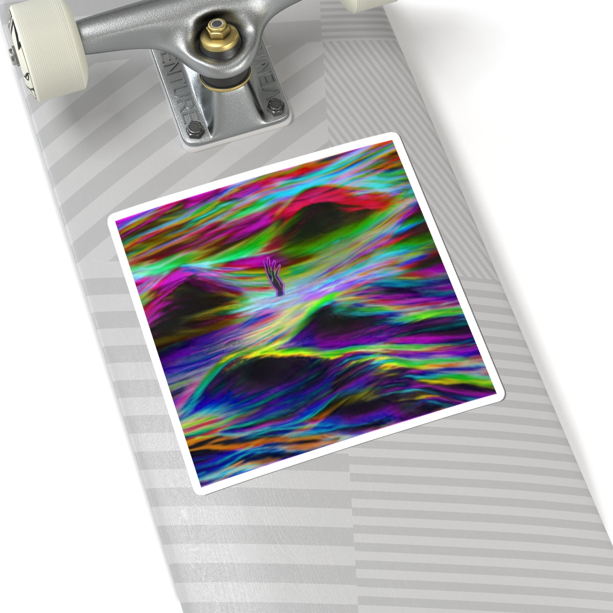 Psychedelic Waves Kiss-Cut Sticker — Colorful Abstract Ocean Vibes