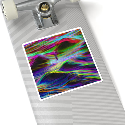 Psychedelic Waves Kiss-Cut Sticker — Colorful Abstract Ocean Vibes
