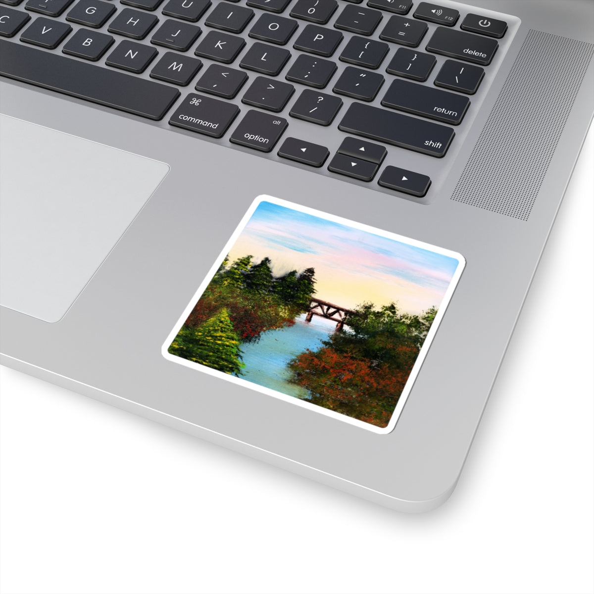 Autumn Landscape Sticker – Bob Ross‑Inspired Fall Art Vinyl Decal