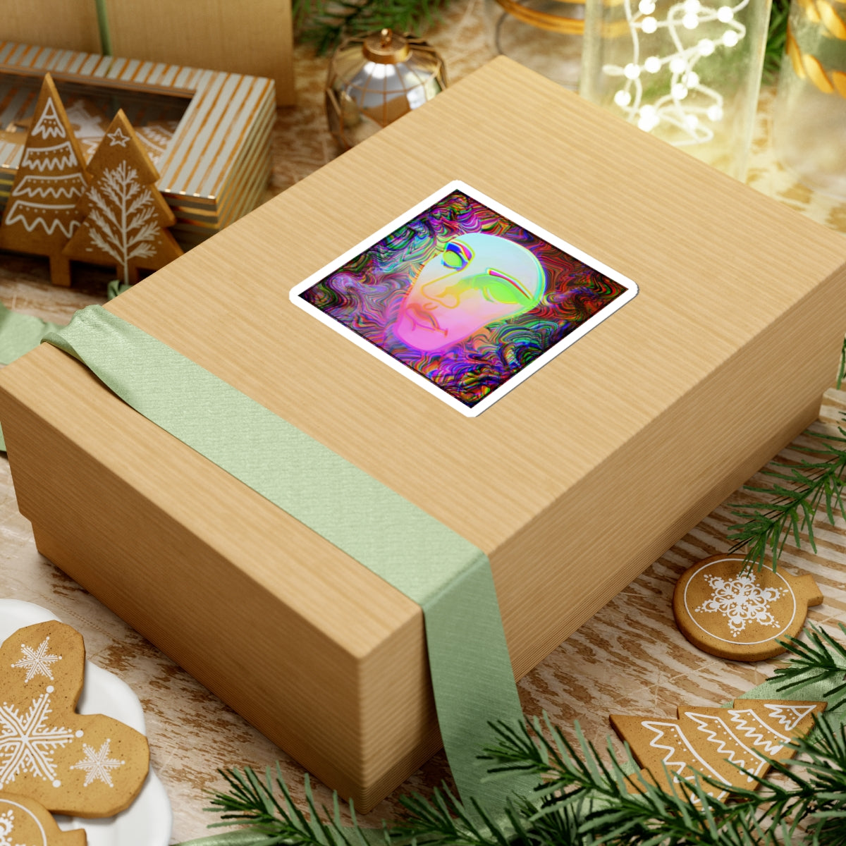 Psychedelic Face — Trippy Colorful Abstract Art Decal