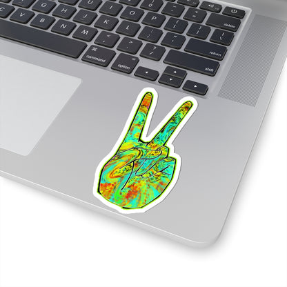 Psychedelic Peace Sign Sticker — Tie-Dye Kiss-Cut Vinyl Decal