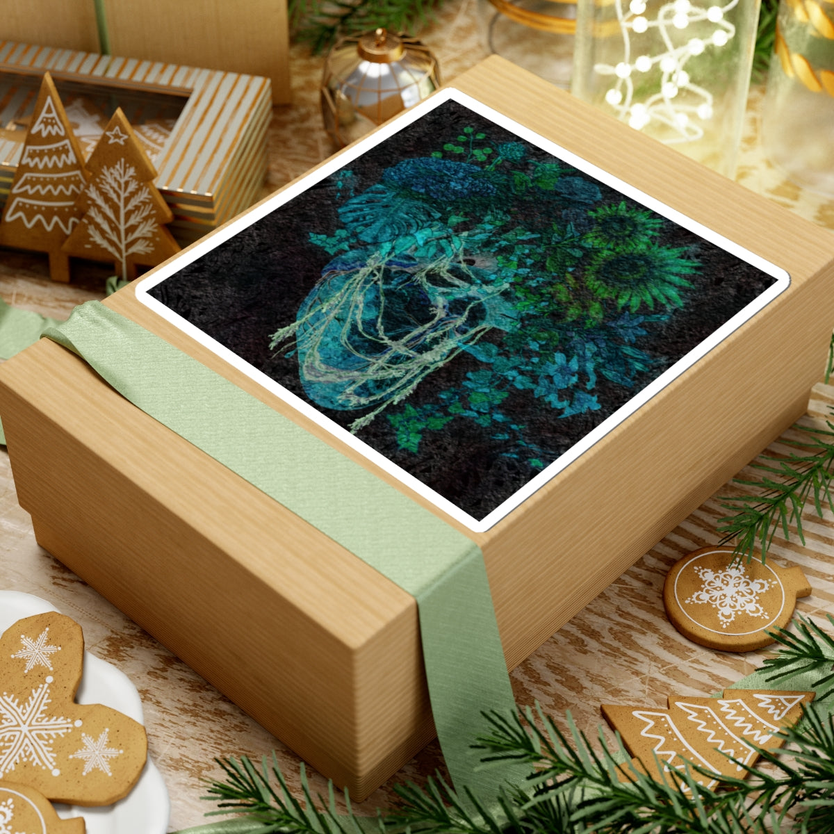 Dark Floral Heart Sticker – Gothic Abstract Vinyl Decal