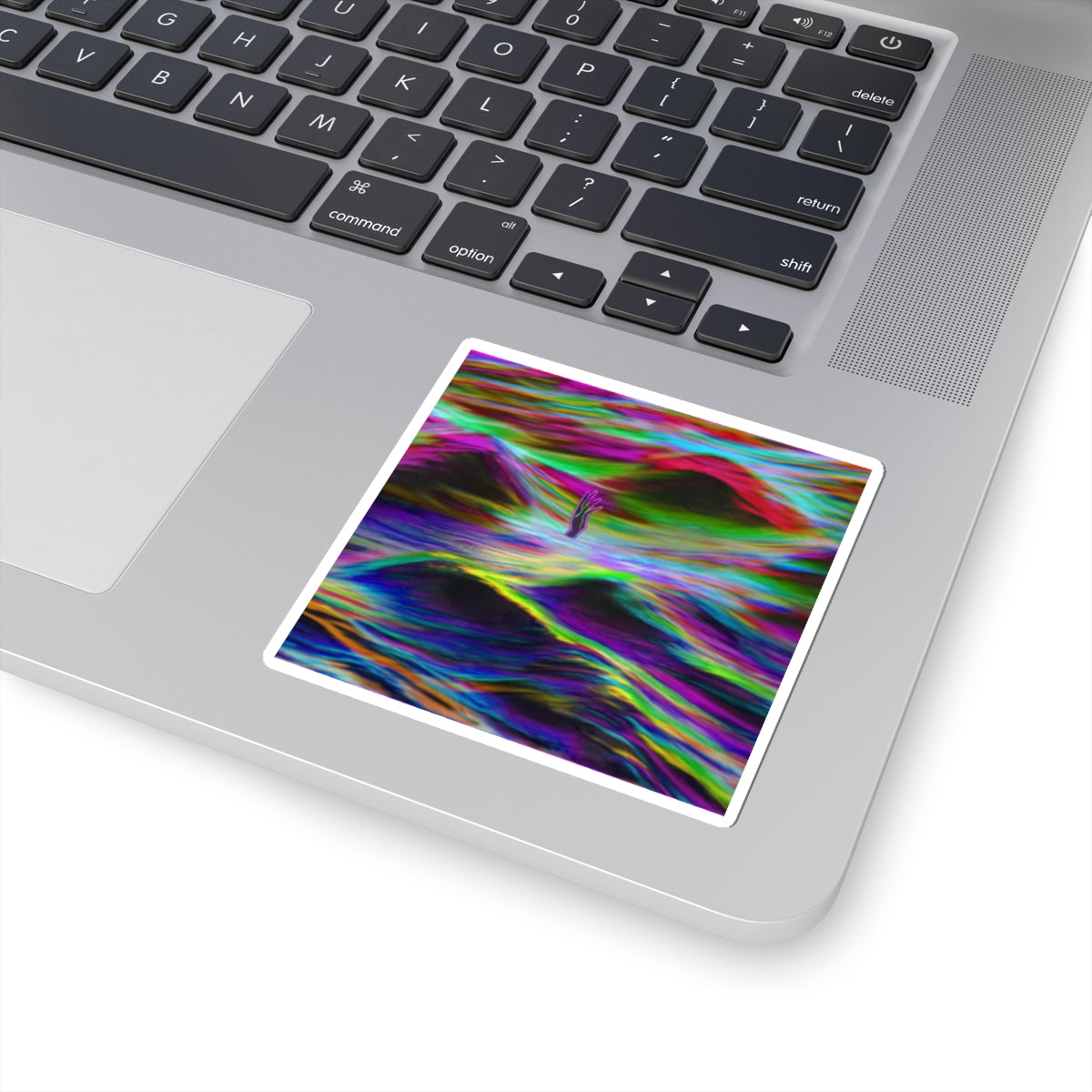 Psychedelic Waves Kiss-Cut Sticker — Colorful Abstract Ocean Vibes