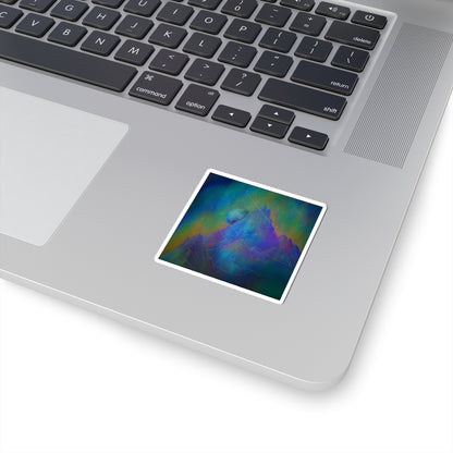 Aurora Mountain Kiss-Cut Sticker — Colorful Cosmic Peak Laptop Decal
