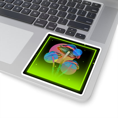 Psychedelic Neon Mushroom Sticker - Kiss-Cut Laptop Decal