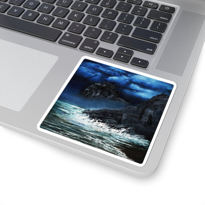 Ocean Nightscape Sticker — Moody Seascape Kiss-Cut Decal for Laptops & Journals