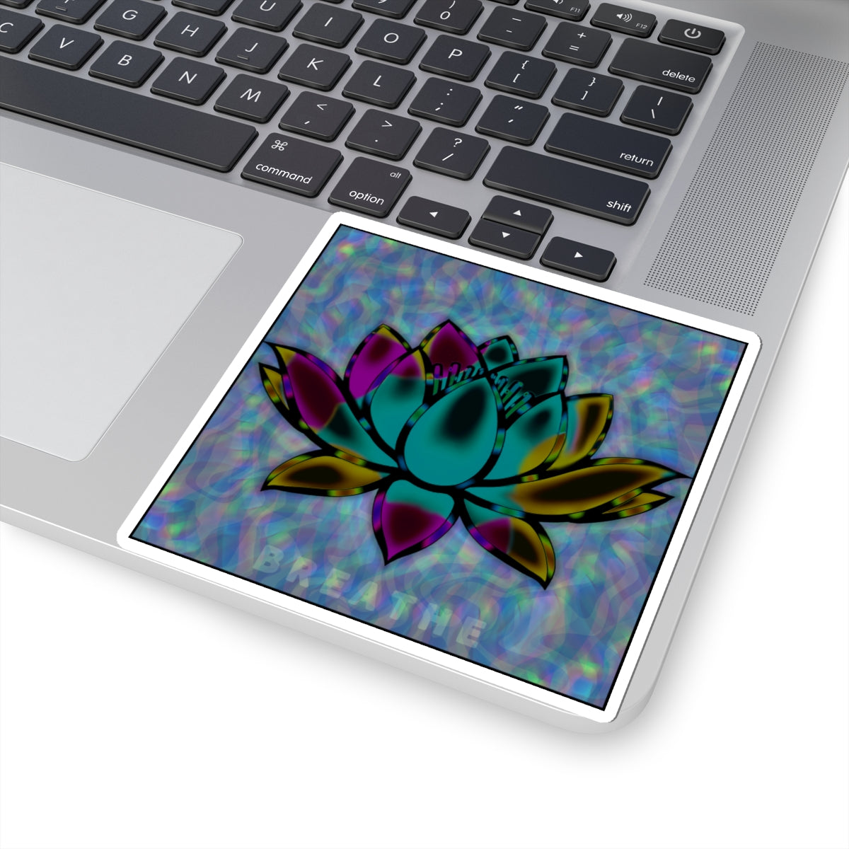 Lotus 'Breathe' Sticker — Holographic Meditation Kiss-Cut Sticker