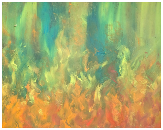 Abstract Sunset Campfire Matte Poster — Horizontal Wall Art