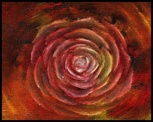 Abstract Rose Art Poster — Red Floral Matte Horizontal Print