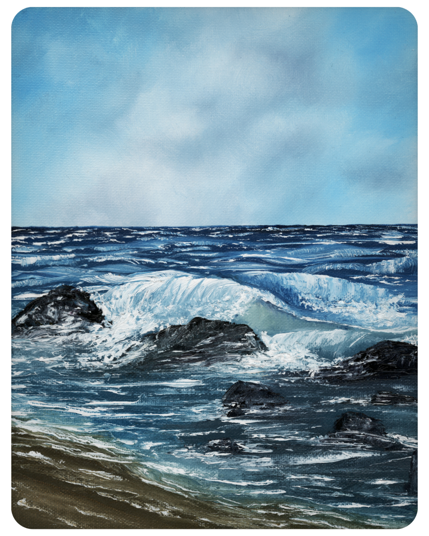 Ocean Waves Kiss-Cut Sticker — Scenic Coastal Sea Art Sticker