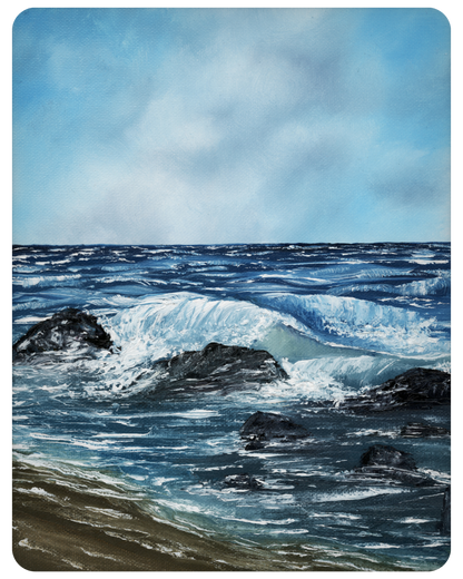 Ocean Waves Kiss-Cut Sticker — Scenic Coastal Sea Art Sticker