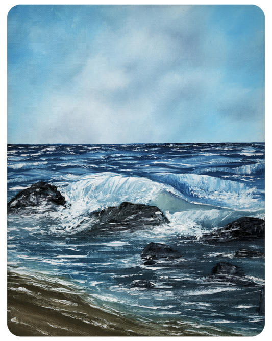 Ocean Waves Kiss-Cut Sticker — Scenic Coastal Sea Art Sticker