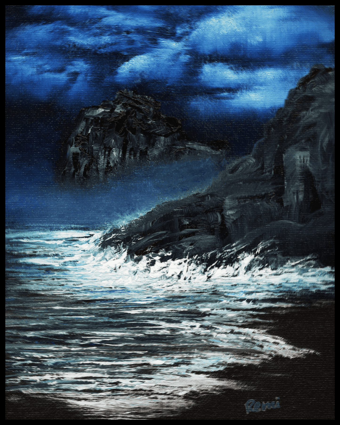 Ocean Nightscape Matte Poster — Moody Seascape Wall Art