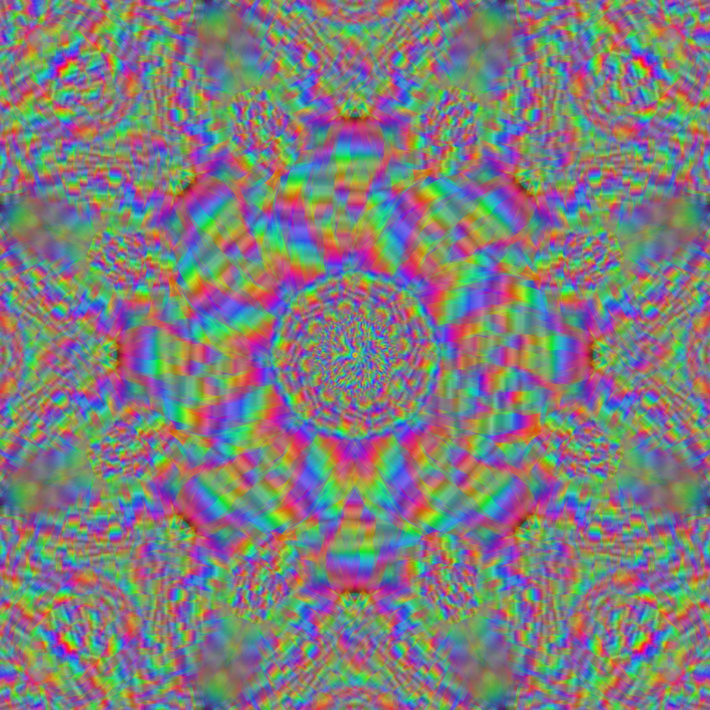 Psychedelic Kaleidoscope Square Sticker — Rainbow Mandala Kiss-Cut Decal