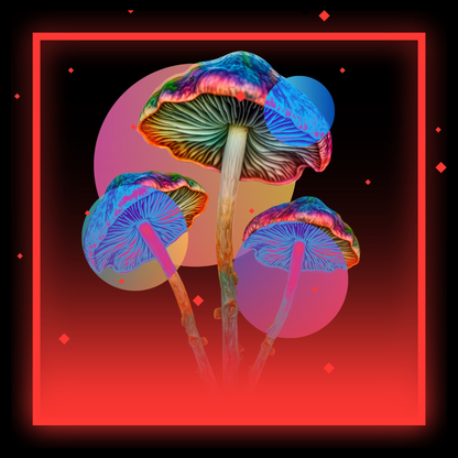 Psychedelic Rainbow Mushroom Sticker — Neon Retro Kiss-Cut Decal