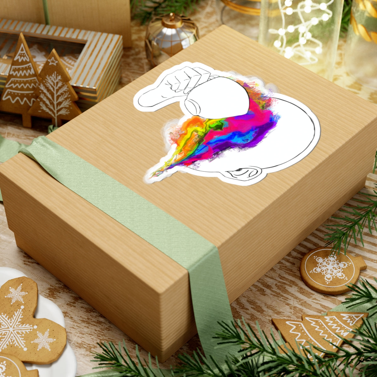 Psychedelic Tea Cup Sticker – Trippy Surreal Vinyl Decal