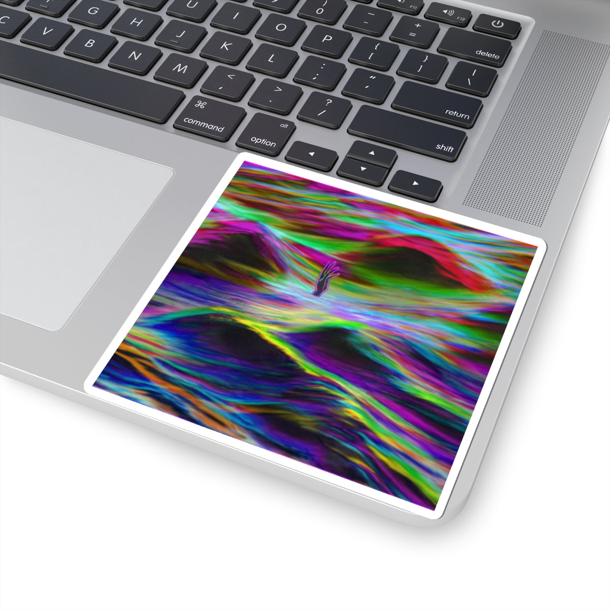Psychedelic Waves Kiss-Cut Sticker — Colorful Abstract Ocean Vibes