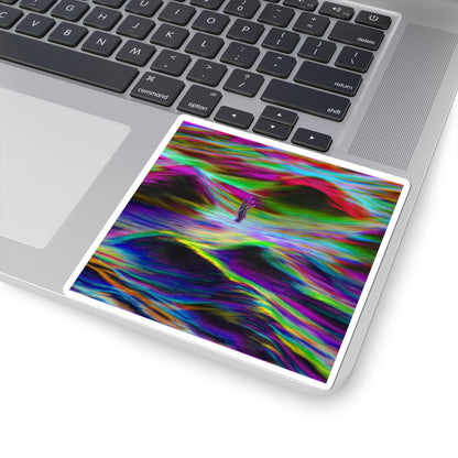 Psychedelic Waves Kiss-Cut Sticker — Colorful Abstract Ocean Vibes