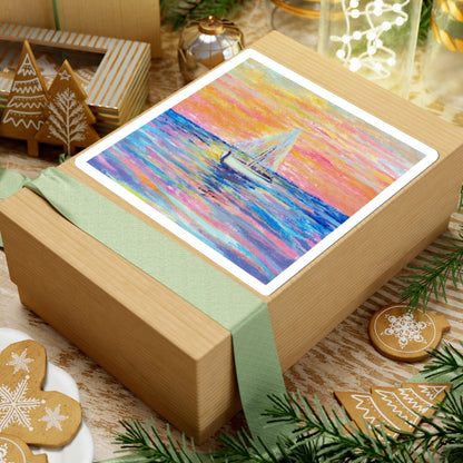 Sailboat Sunset Sticker — Colorful Seascape Kiss-Cut Decal