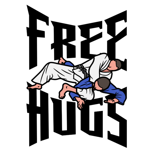 Free Hugs BJJ Sticker — Martial Arts Kiss-Cut Vinyl Decal