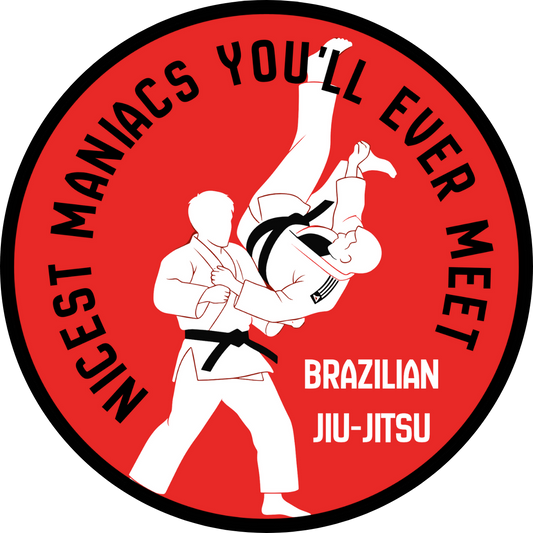 Brazilian Jiu-Jitsu Sticker — "Nicest Maniacs You'll Ever Meet" Kiss-Cut