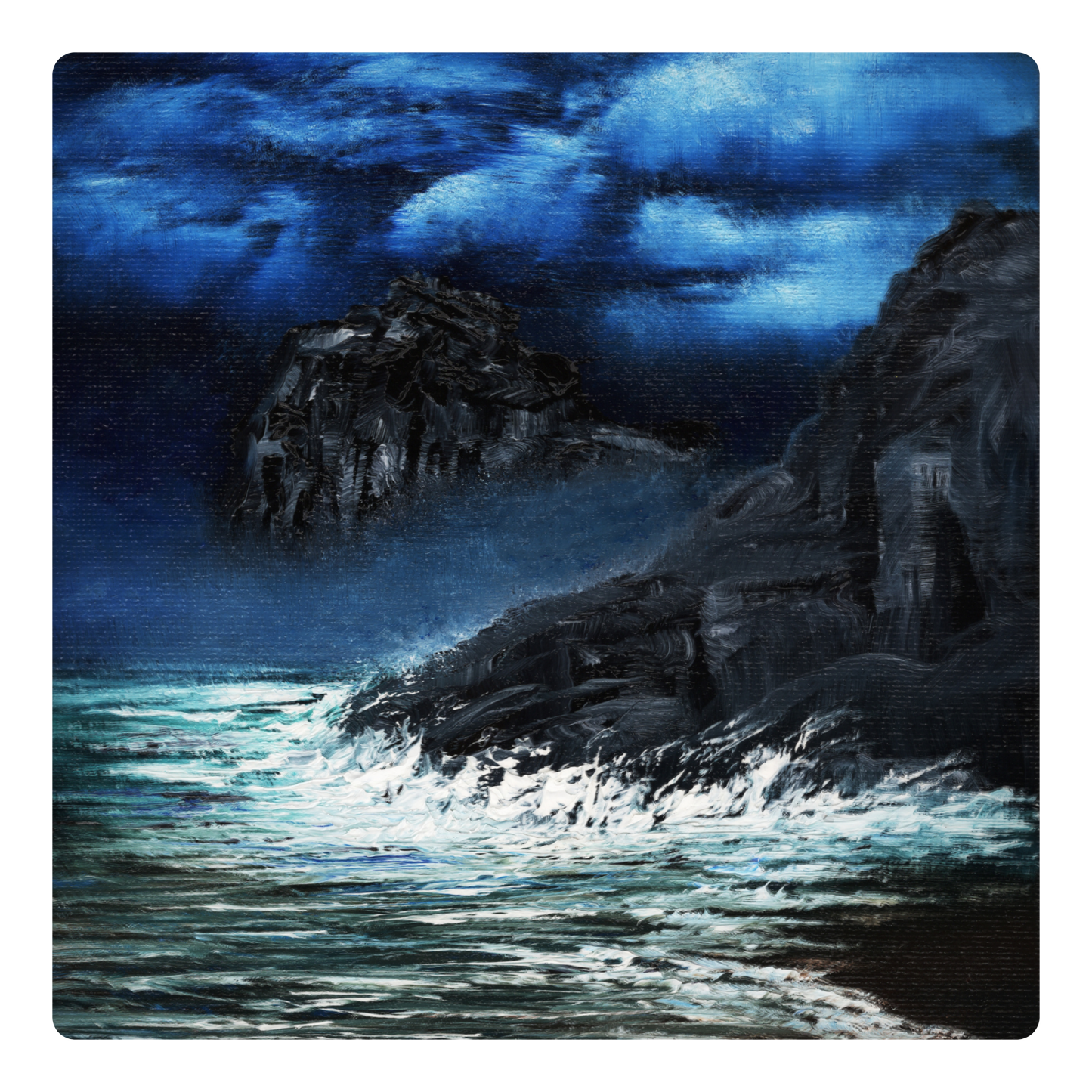 Ocean Nightscape Sticker — Moody Seascape Kiss-Cut Decal for Laptops & Journals