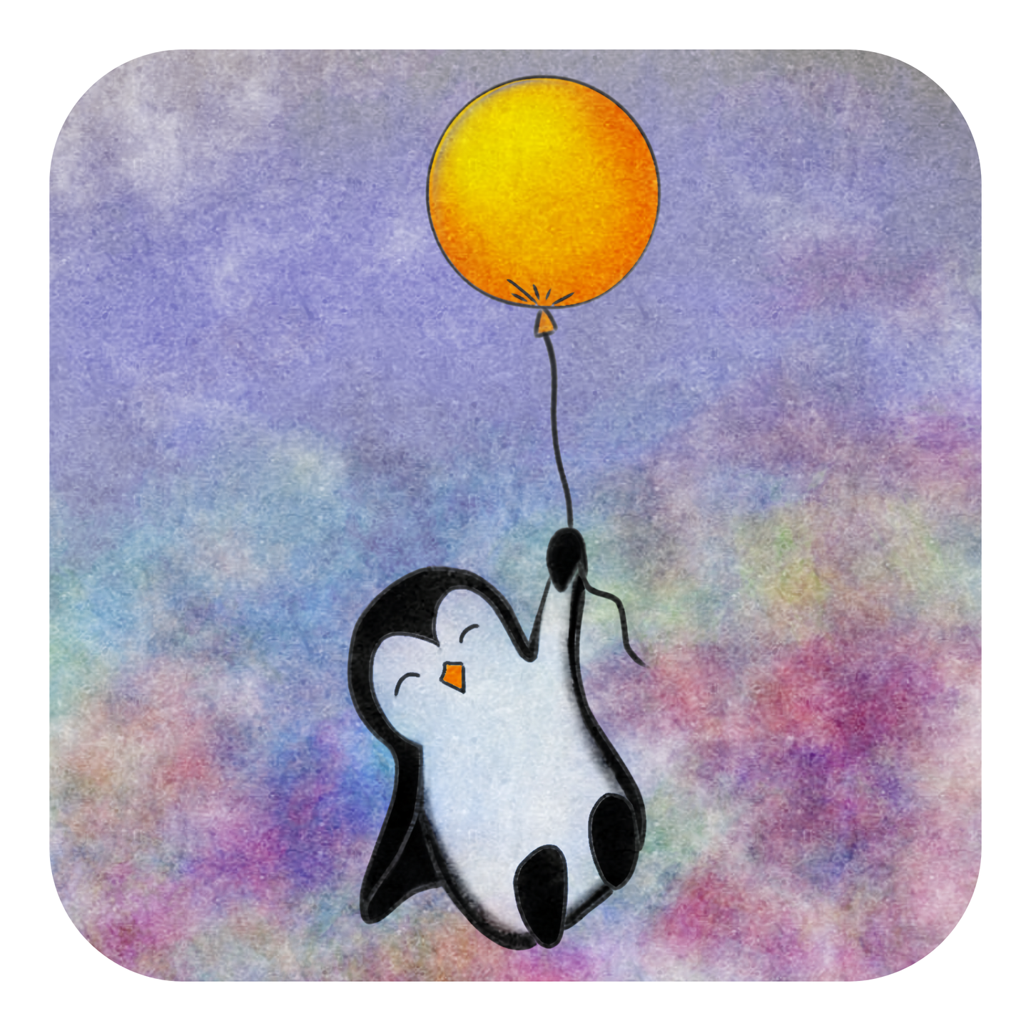 Penguin with Balloon Kiss-Cut Sticker – Cute Pastel Laptop Decal