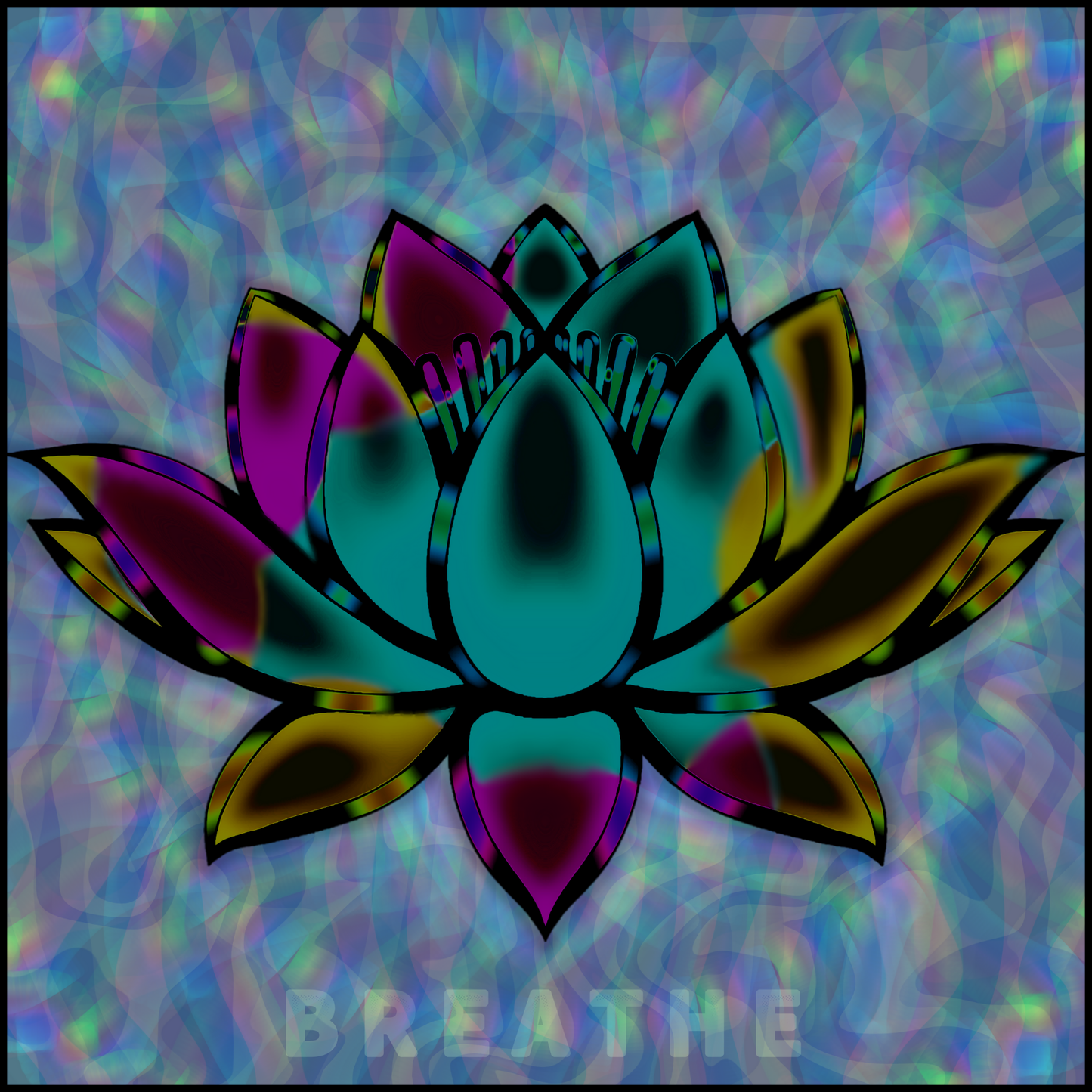 Lotus 'Breathe' Sticker — Holographic Meditation Kiss-Cut Sticker