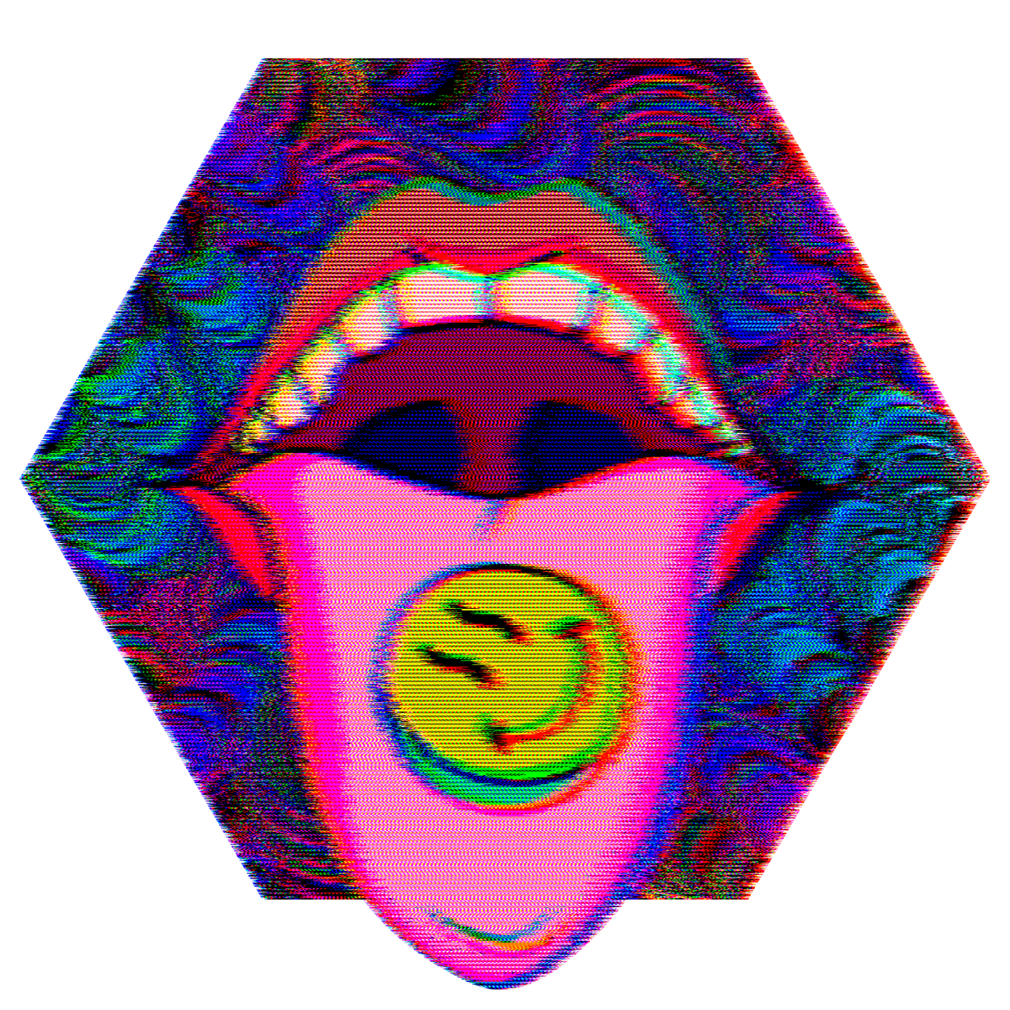 Psychedelic Tongue Smile Sticker — Retro Trippy Kiss-Cut Decal