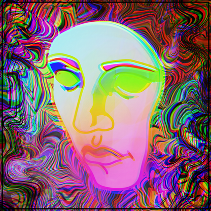 Psychedelic Face — Trippy Colorful Abstract Art Decal